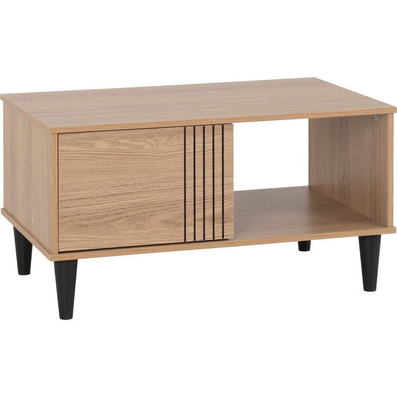 Tessa 1 Door Coffee Table - Natural Oak Effect - D:55 x W:90 x H:48cm