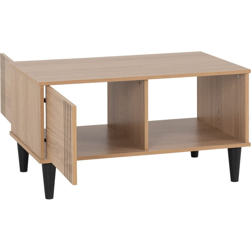 Tessa 1 Door Coffee Table - Natural Oak Effect - D:55 x W:90 x H:48cm