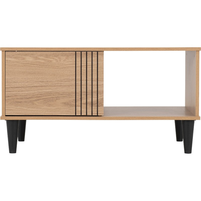Tessa 1 Door Coffee Table - Natural Oak Effect - D:55 x W:90 x H:48cm