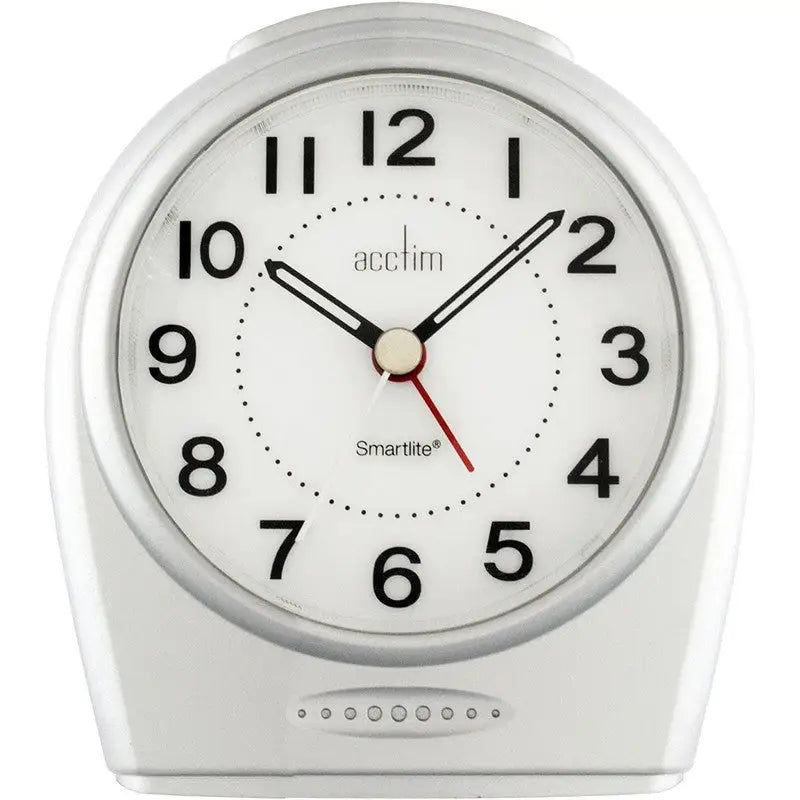 Acctim Astoria Smartlight Silent Sweep Silver Alarm Clock -