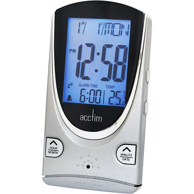 Acctim Porto Travel Alarm Clock - Silver - Homeware