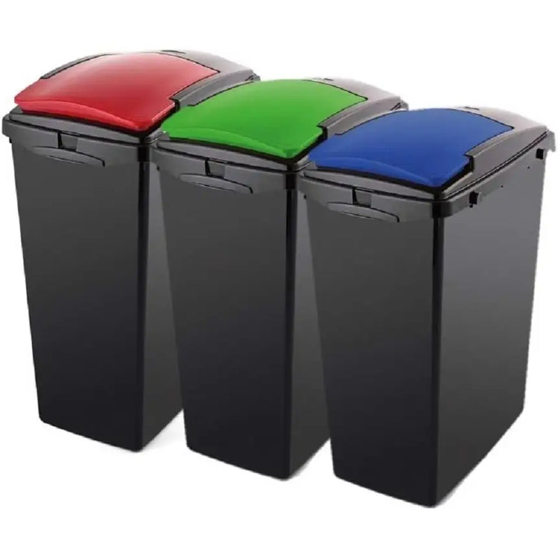 Addis 3 Piece Recycling Utility Bin Set Red/Green/Blue