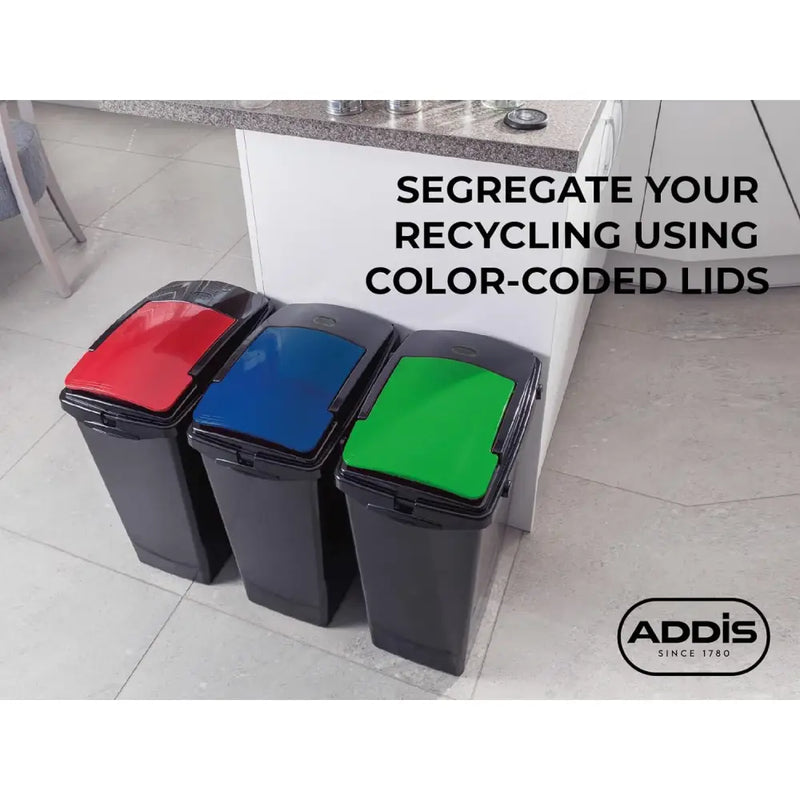 Addis 3 Piece Recycling Utility Bin Set Red/Green/Blue