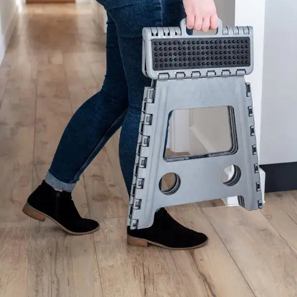 Addis Folding Step Stool Metallic Grey - Tall - Homeware