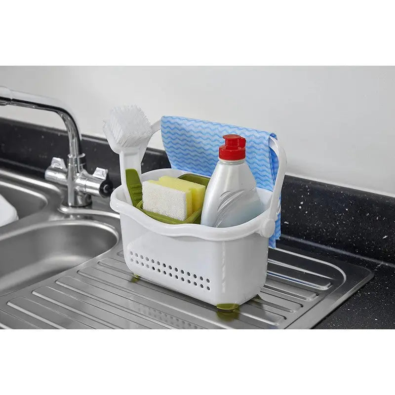 Addis Plastic Sink Caddy White & Grassy Green - Kitchenware