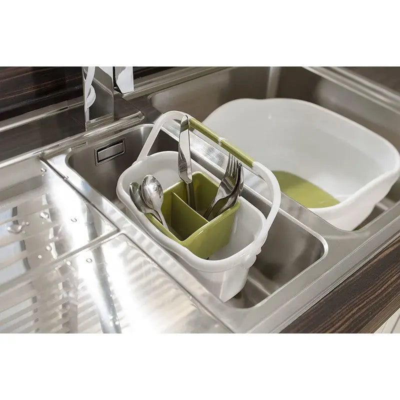 Addis Plastic Sink Caddy White & Grassy Green - Kitchenware