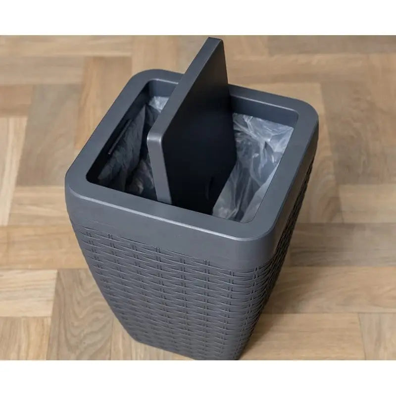 Addis Rattan Bathroom 5 Litre Bin & Toilet Brush Set - Grey