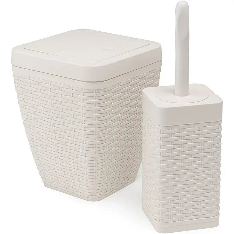 Addis Rattan Bathroom 5 Litre Bin & Toilet Brush Set - Grey
