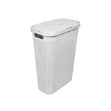 Addis 40L Rattan Effect Slim Laundry Basket - Charcoal