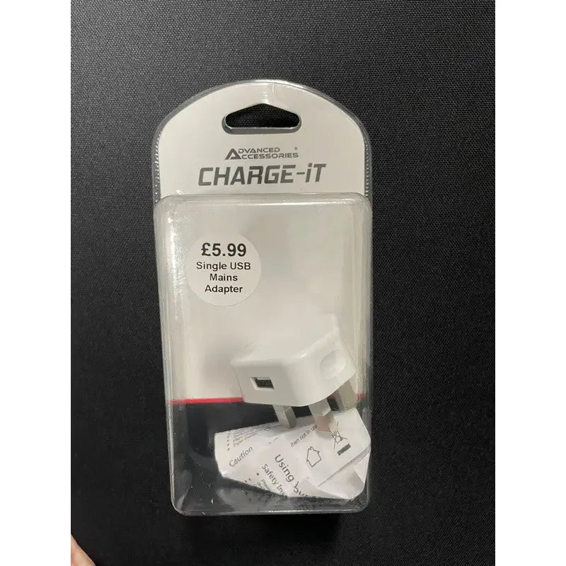 Advanced Accessories Charge-It Single Usb Mains Adapter -