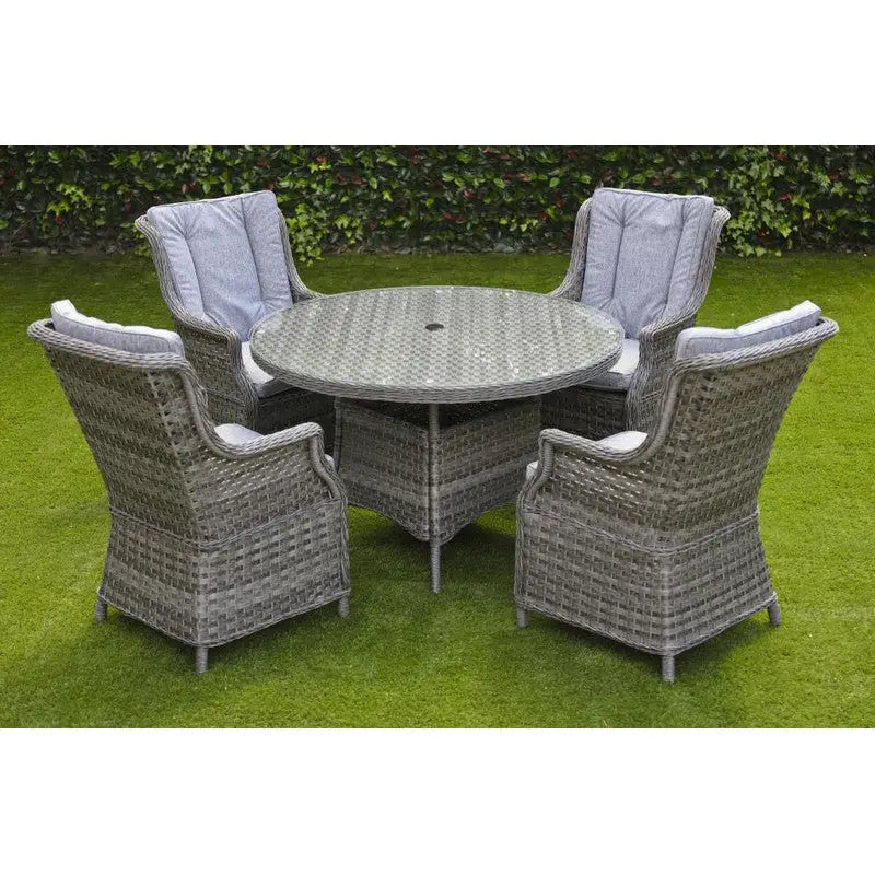 Amalfi 4 Seat Round Garden Set - Dark Grey - Garden