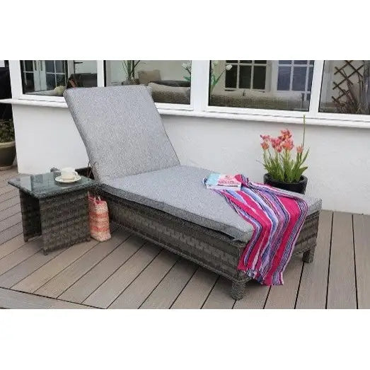 Amalfi Lounger With Side Table - Dark Grey