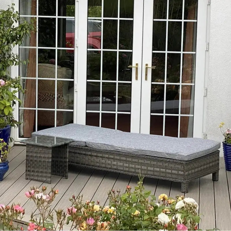 Amalfi Lounger With Side Table - Dark Grey - Garden