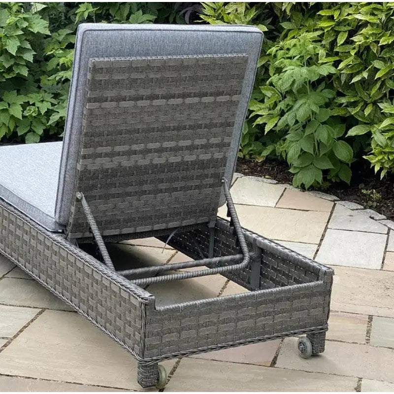 Amalfi Lounger With Side Table - Dark Grey - Garden