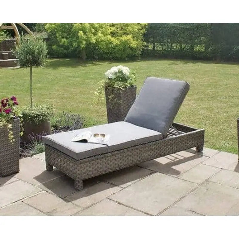 Amalfi Lounger With Side Table - Dark Grey - Garden