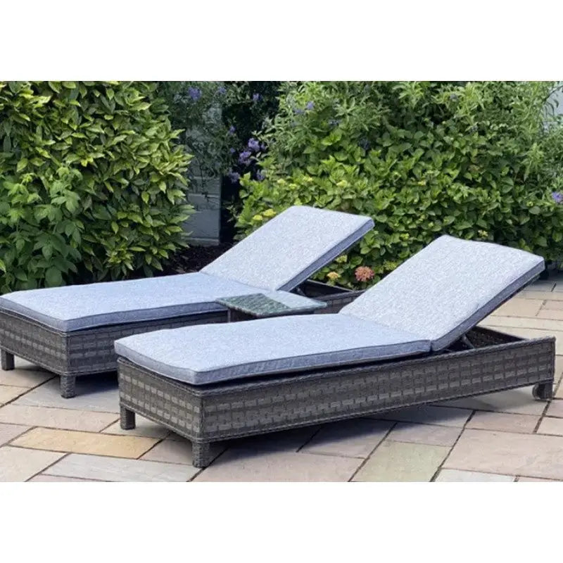Amalfi Lounger With Side Table - Dark Grey - Garden