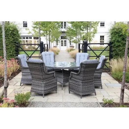 Amalfi Round Ratten Set - Dark Grey - 6 Seater