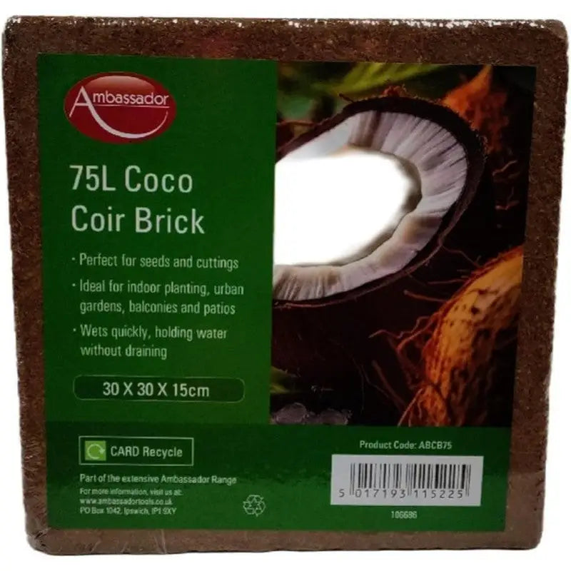 Ambassador Coco Coir Compost Block - 75 Litre - Gardening &