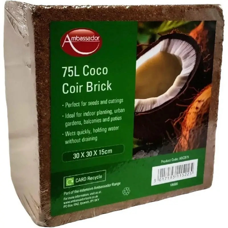 Ambassador Coco Coir Compost Block - 75 Litre - Gardening &