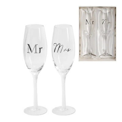 Amore Champagne Flutes - Mr & Mrs - Giftware
