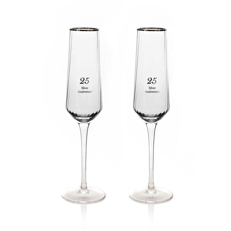 Amore Set of 2 Flute Glasses - 25th Anniversary -