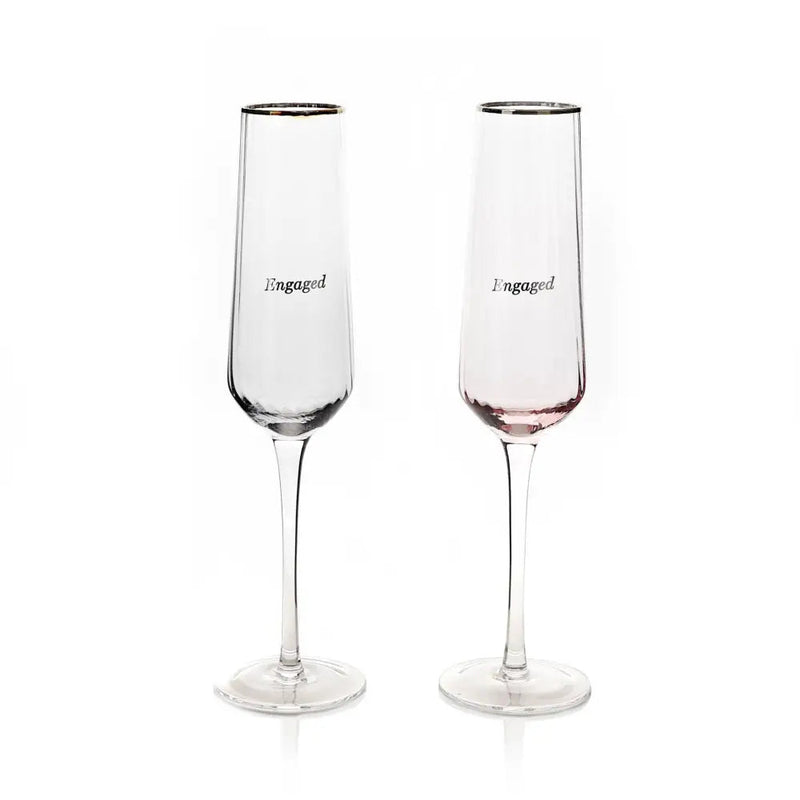 Amore Set of 2 Flute Glasses - Engaged - Kitchenware
