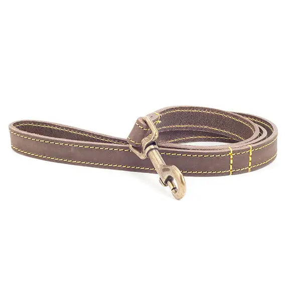 Ancol Timberwolf Leather Lead 100x1.9cm - Pet Supplies
