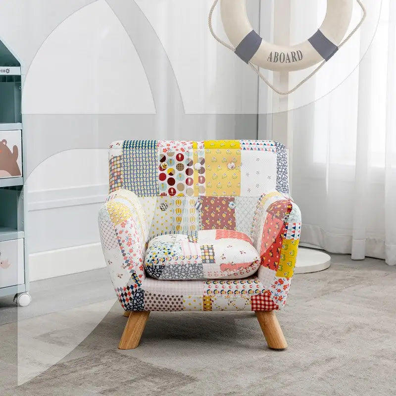 Annah Linen Patchwork Sofa 56 x 46 x 55cm - Floral