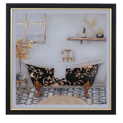 Antique Bath In Black & Gold Frame 40cm - Picture