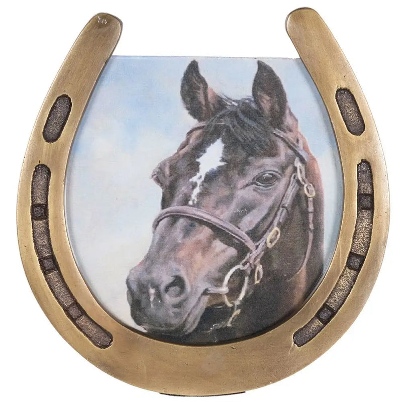 Antique Brass Horse Shoe Picture Frame 16 X 15cm - Picture