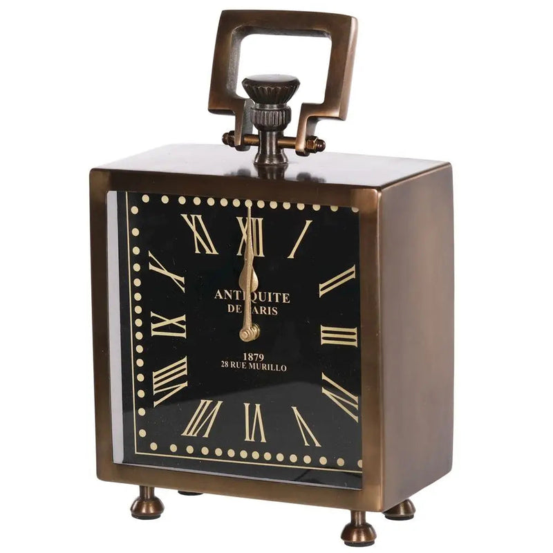 Antique Brass Square Mantel Clock 20 X 11 X 34cm - Mantel
