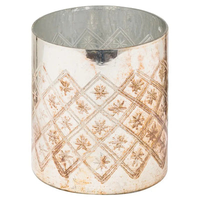 Antique Gold Oro Pillar Candle Holder / Vase 13x13x15cm