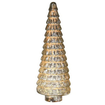 Antique Silver LED Light Up Christmas Tree - Large -