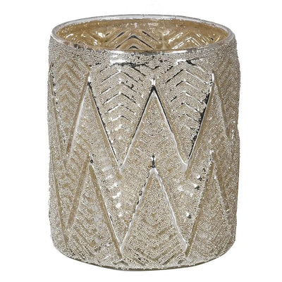 Antique Silver Zig Zag Candle Holder - Christmas