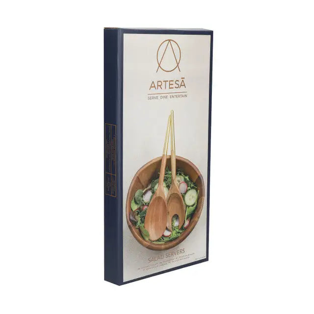 Artesa Acacia Wood Salad Servers Gold Metal - Drinks Pail