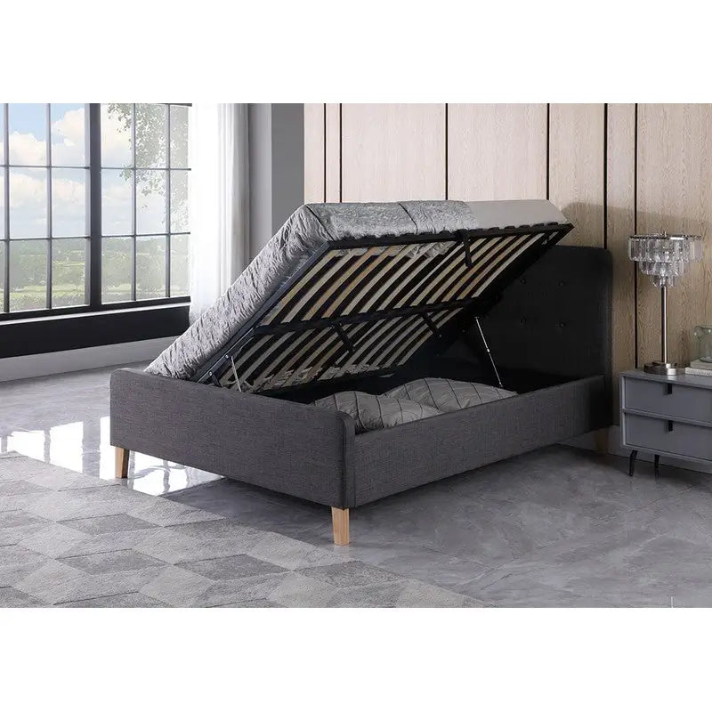 Ashgrove Grey Fabric Ottoman Gas Lift Bed - 4ft 6 Double Bed