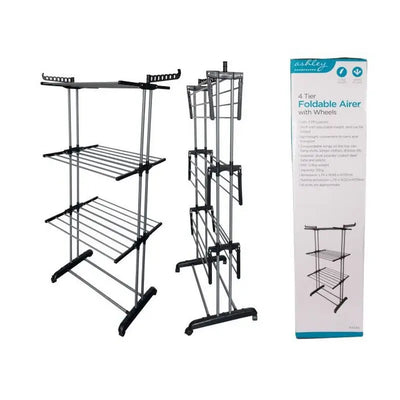 Ashley 4 Tier Foldable Airer with Wheels - Homeware >>