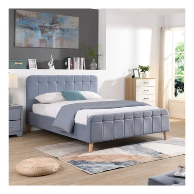 Ashley Sky Blue Button Bed Frame - 4ft 6 Double - Beds