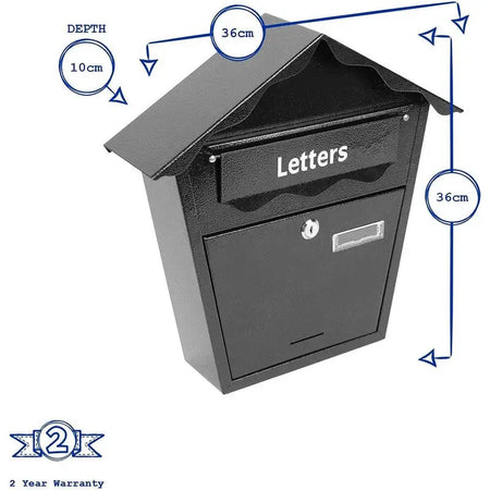 Ashley Vintage Steel Plated Lockable Wall Mounted Post Box -