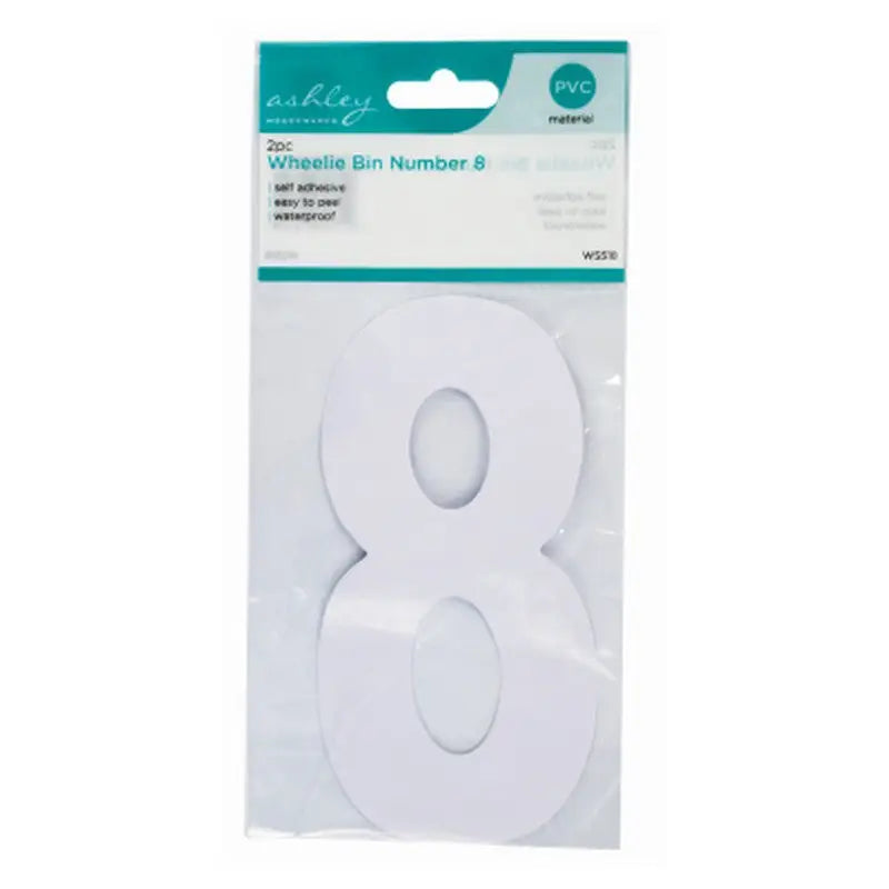 Ashley White Wheelie Bin Number Twin Pack - (Numbers - 9)