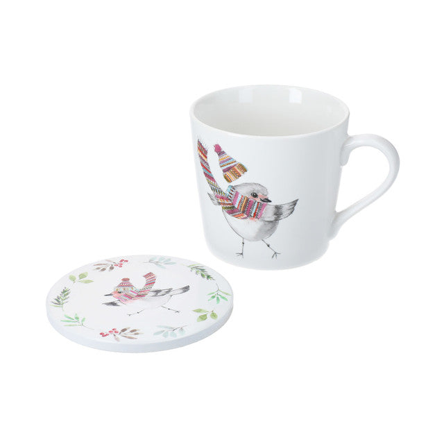 Mikasa TipperleyHill Robin Fine China Mug and Coaster Set, 380ml