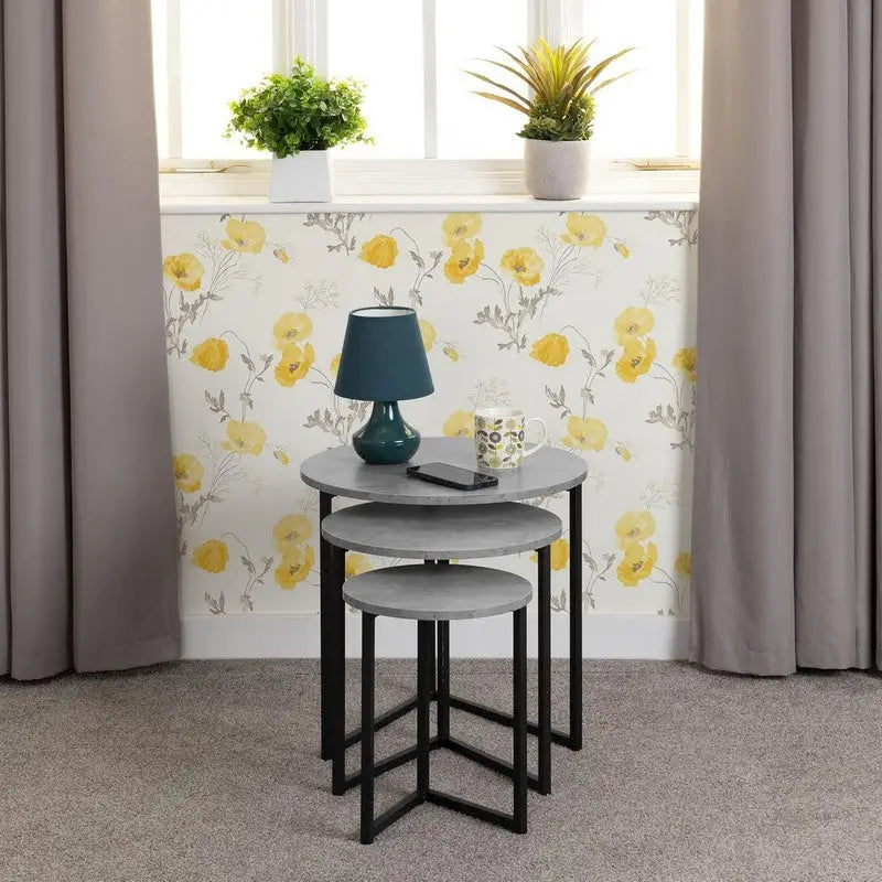 Athens 3 Piece Nest Of Table - Concrete Effect - Furniture