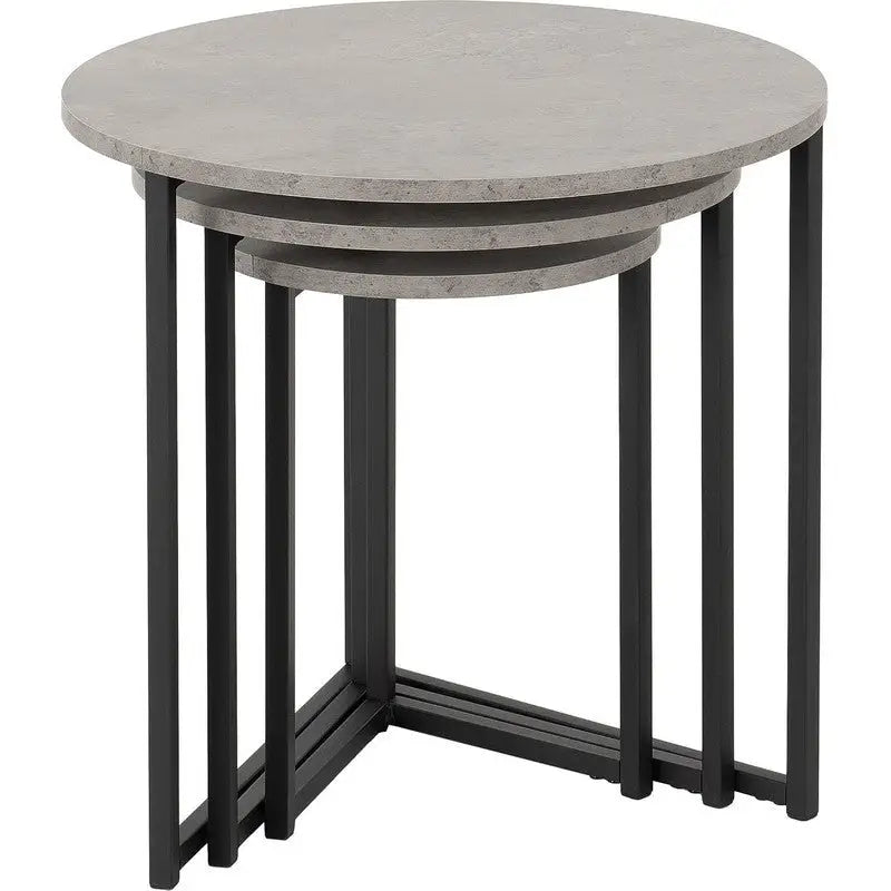 Athens 3 Piece Nest Of Table - Concrete Effect - Furniture
