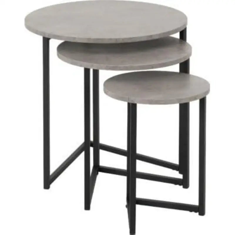 Athens 3 Piece Nest Of Table - Concrete Effect - Furniture