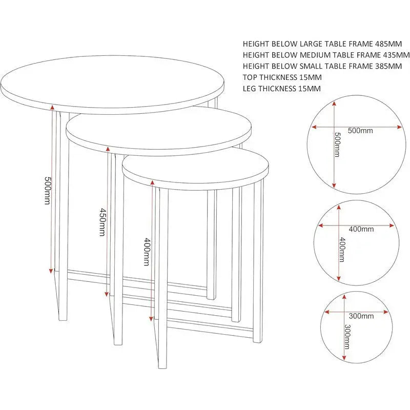 Athens 3 Piece Nest Of Table - Concrete Effect - Furniture