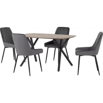 Athens Rectangular Dining Set With 4 Chairs - Grey - Kitchen