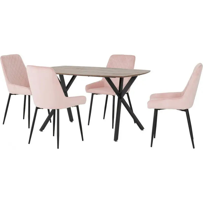 Athens Rectangular Dining Set With 4 Chairs - Pink - Kitchen