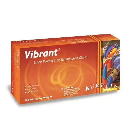 Aurelia Vibrant Latex Powder Free Examination Gloves 100