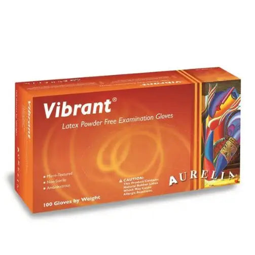 Aurelia Vibrant Latex Powder Free Examination Gloves 100
