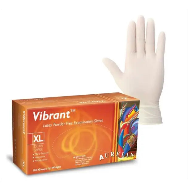 Aurelia Vibrant Latex Powder Free Examination Gloves 100